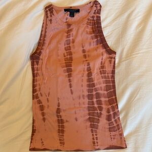 All Saints Brown Tie-Dye Tank Top